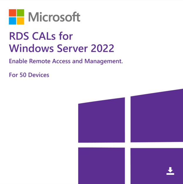Windows Server 2022 RDS Device CAL – 50pack, Device CAL Pack, Microsoft Server CAL, RDS CAL 50pack