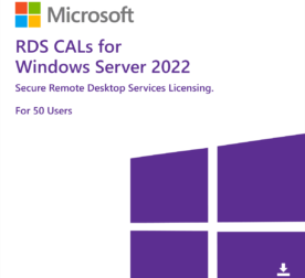 Windows Server 2022 RDS User CAL – 50pack, Microsoft CAL Package, Microsoft Server License, RDS CAL Bulk